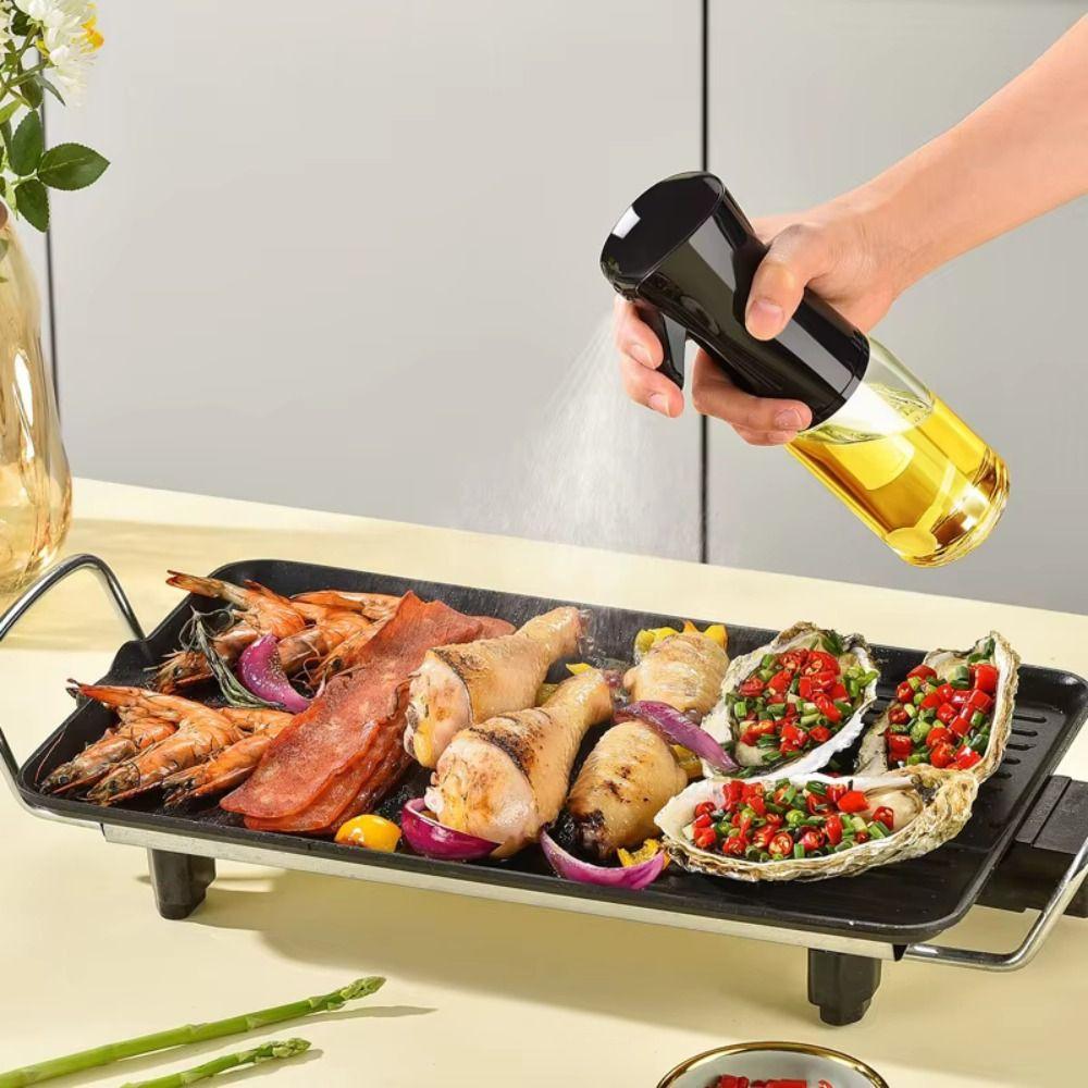 200ml Oil Spray Bottle Glass Material Precision Spray Vinegar Sprayer Anti-leakage Design Food Grade Kitchen Spray Bottle