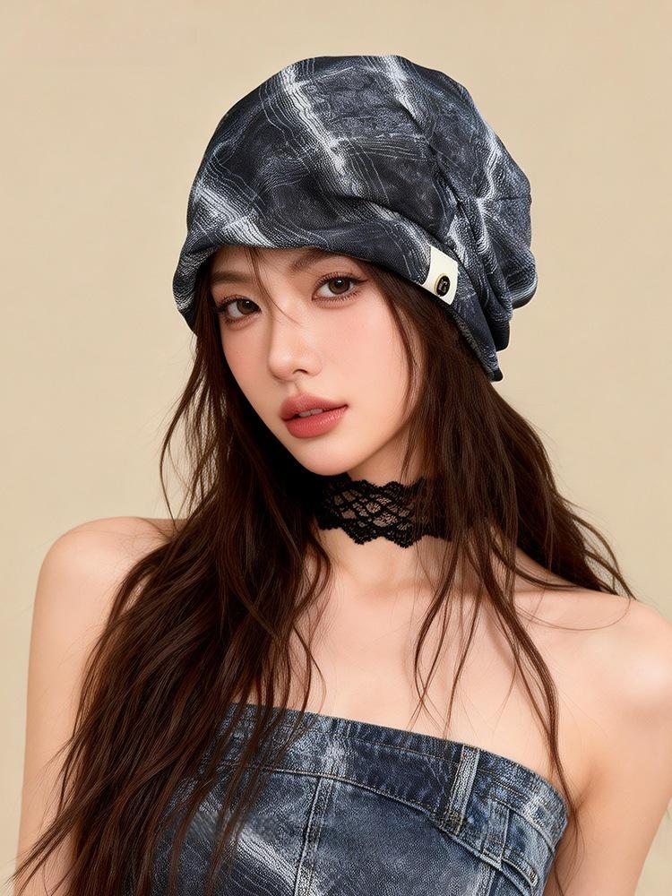 Trendy Plaid Slouchy Hat - Unisex Pleated Beanie for Spring & Summer