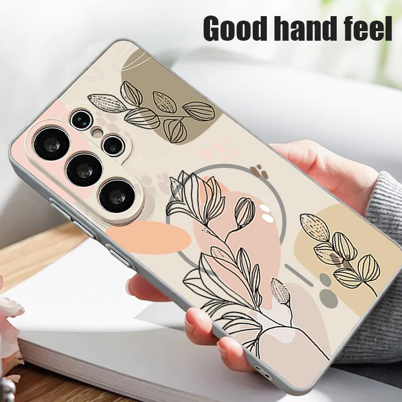 Magnetic Phone Case For Samsung Galaxy S25 S26 Ultra Edge S24 S23 FE A17 A56 A37 A16 A55 A15 A36 A35 A54 5G Cartoon Floral Cover