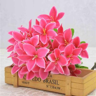 2Pcs Artificial Lily Flower 10 Fork 30 Heads Realistic Fake Silk Flower UV