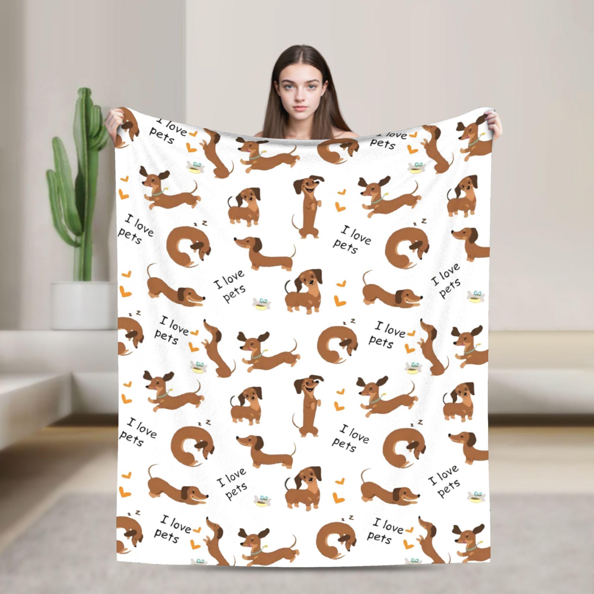 

Dachshund Blankets Dogs Animal Flannel Vintage Breathable Throw Blankets for Bed Sofa Autumn/Winter 200x150cm 80x60in