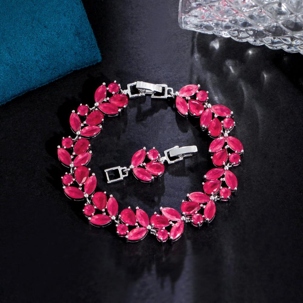 Bracelet Fleur Zircon Incrusté de Cuivre Bijoux Ruili Accessoires de Banquet Cadeau Bijoux