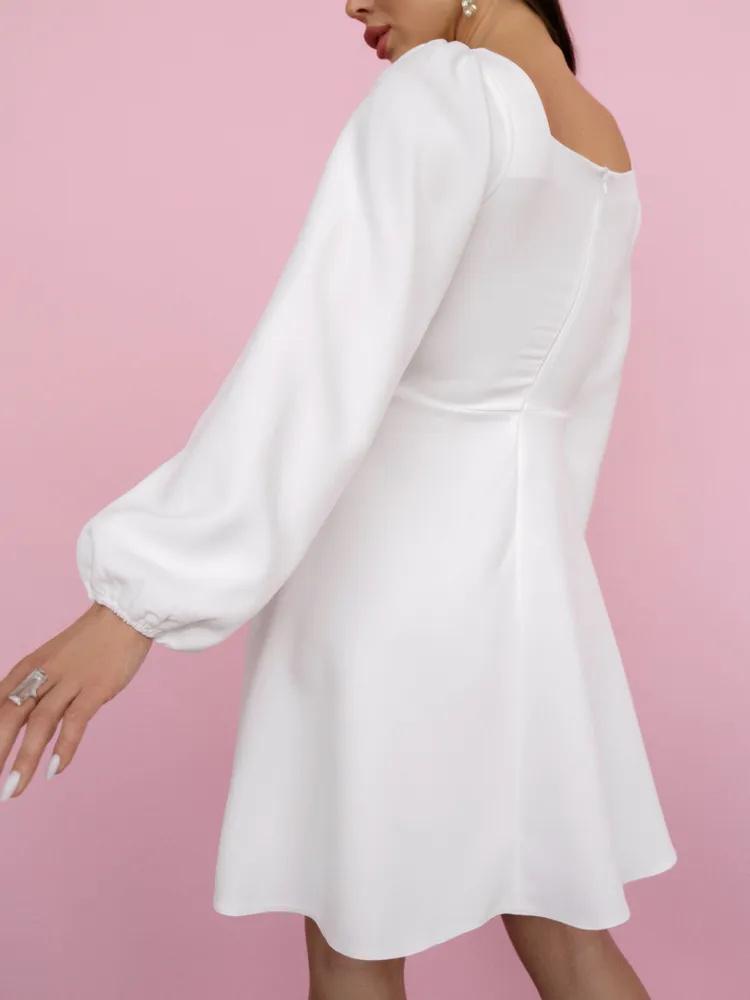 Fashionable Casual Solid Color Long-sleeved Puff Sleeve Dress For Women