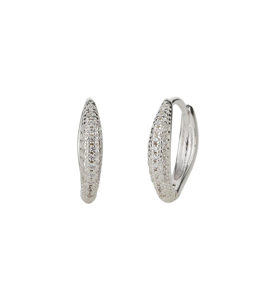 Charmy Silver Oval Cubic Earrings