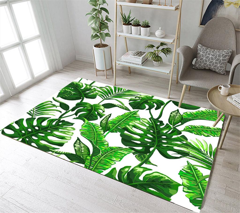 Covor de Vară Frunze Tropicale Hawaiene Covor cu Frunze de Palmier Covor de Zonă Pentru Decor Living Dormitor Covoraș de Podea Frunză Verde Covoraș de Ușă pentru Intrare