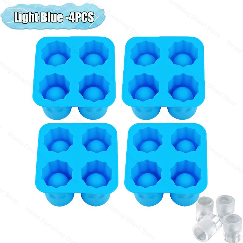 4 Cup Shape Silicone Ice Cube Mold Tray Summer Bar Party DIY Cold Drink Ice Compartment Mold Ice Cup Ice Cube Tray Kitchen Tool