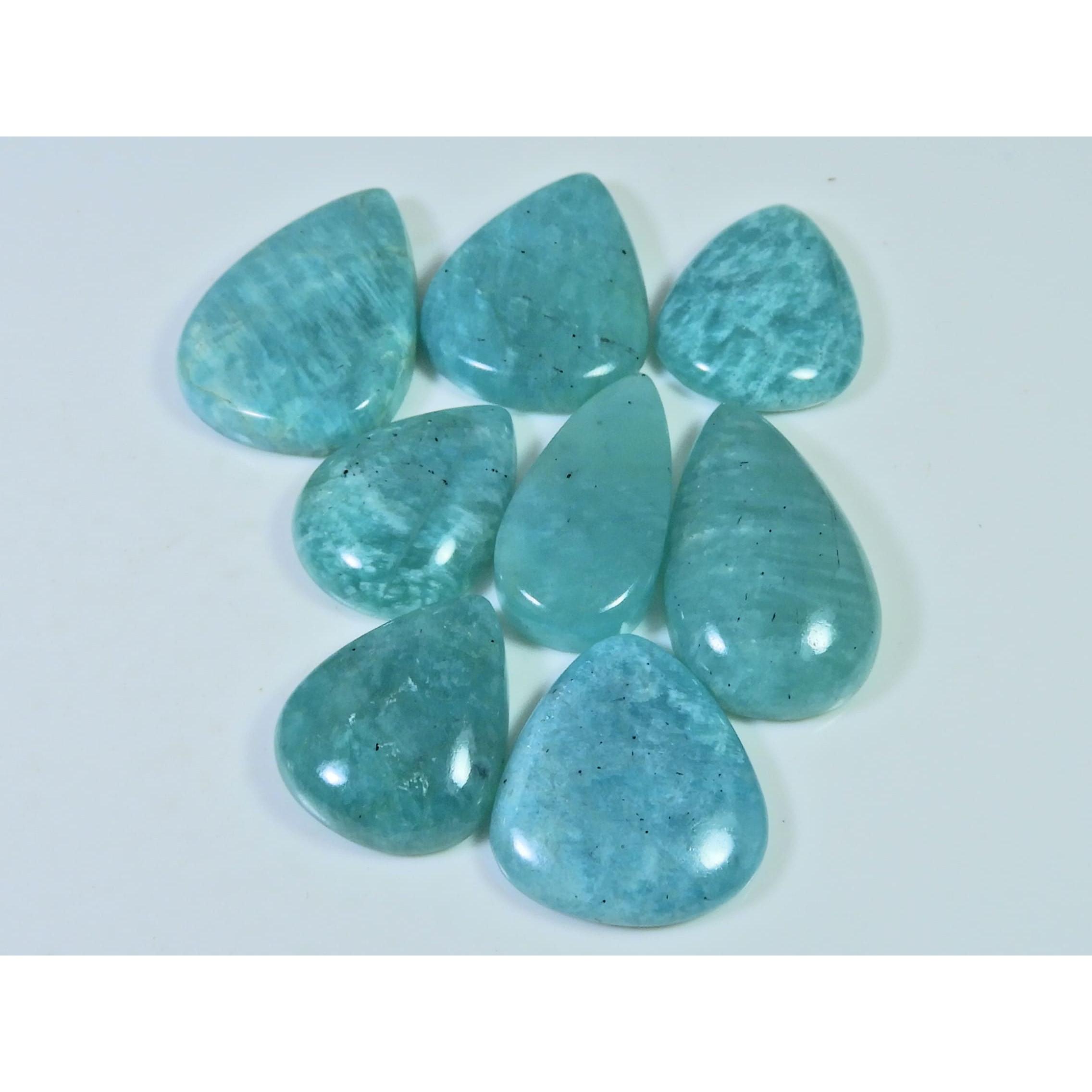 

245Cts. Natural Amazonite Pear Cabochon Loose Gemstone 8Pcs Lot C-653