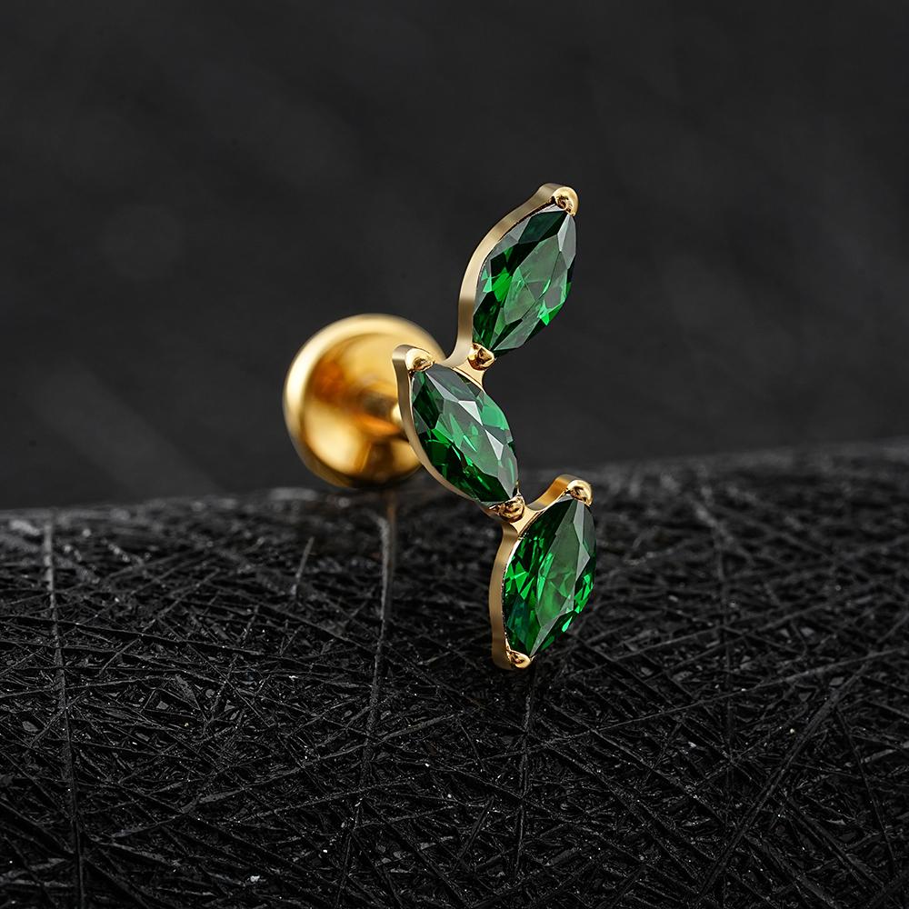Rechter Grand ASTM F136 Titan Dreifach Marquise Labret Stud 16G CZ Cluster Climber Knorpelohrring Tragus Helix Ohrpiercing