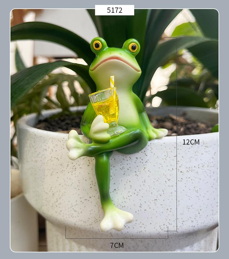 1pc Fun Simulation Leisure Frog Resin Hand Drawn Kneaded Toys, Home Gardening Bonsai Decoration Crafts Ornaments