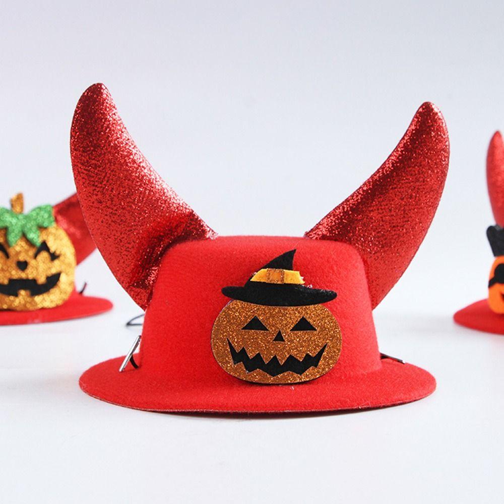 Pumpkin Halloween Pet Horns Hat Adjustable Dog Dress Up Cap Halloween Pet Hat  Halloween Decor
