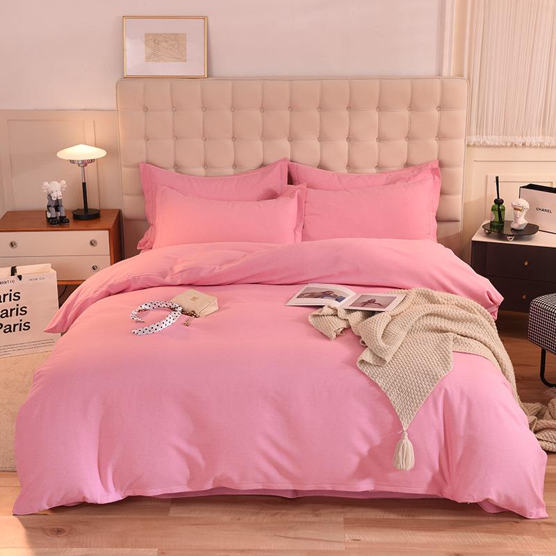 Thickened Brushed Pure Cotton Autumn/Winter Bedding Set - All-Season Universal (Four-Piece & Three-Piece Options)