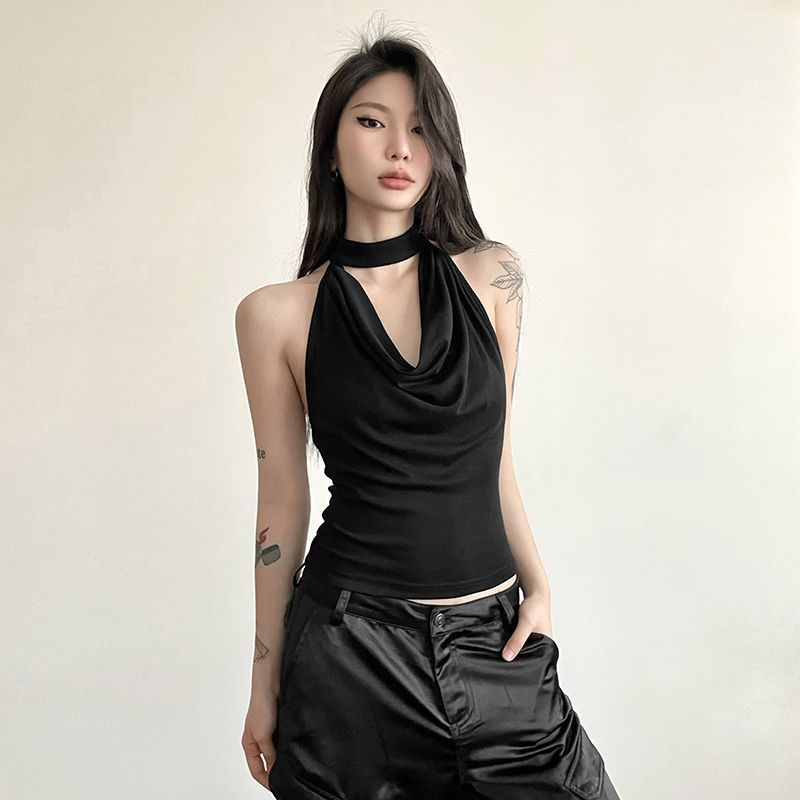 Gilet sottile da donna con scollo all'americana, tinta unita, semplice, casual, tutto abbinato, fresco, sicuro di sé, sexy, bello, da strada, estivo