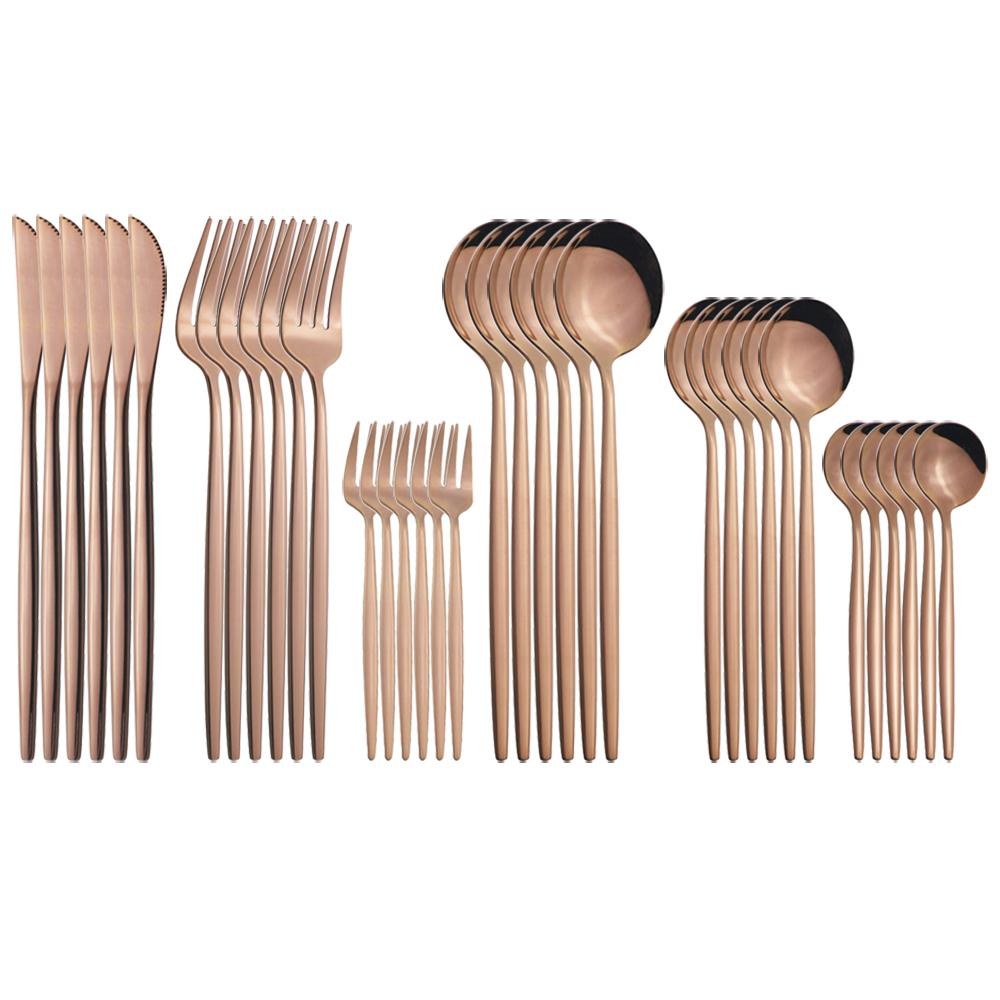 New 36Pcs Mint Gold Cutlery Set Western Silverware Stainless Steel Dinnerware Knife Fork Spoon Tableware Flatware Kitchen Wedding Accessories
