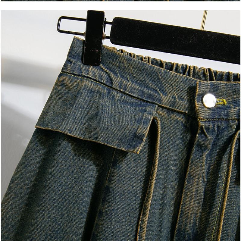 DIMANAF 2026 Summer New Plus Size Women Jeans Fashion Lady Clothing Long Pants Denim Cotton Loose Casual Elastic Waist