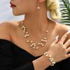 Elegant Three-Layer Pearl Jewelry Set: Necklace, Bracelet, and Earrings