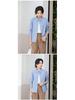 YUN Women's Casual Striped Cotton Long-Sleeve Shirt with Lapel
