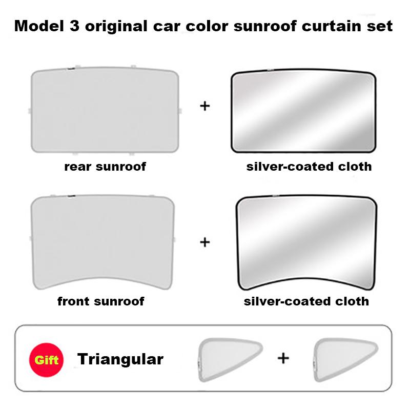 Upgrade Sun Shades Glass Roof Sunshade for Tesla Model 3 / Y 17-21 2024 Front Rear Sunroof Windshield Skylight Blind Shading Net