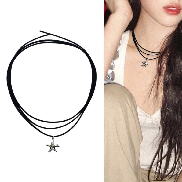 Daily Wear Starfish Charm Clavicle Chain Necklace Tie Up Rope Y2K Star Pendant