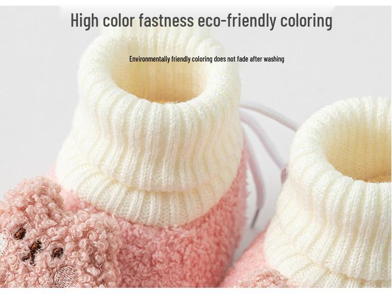 Chaussons Chauds en Polaire d'Agneau pour Bébé - Antidérapants, Épaissis pour l'Automne/Hiver