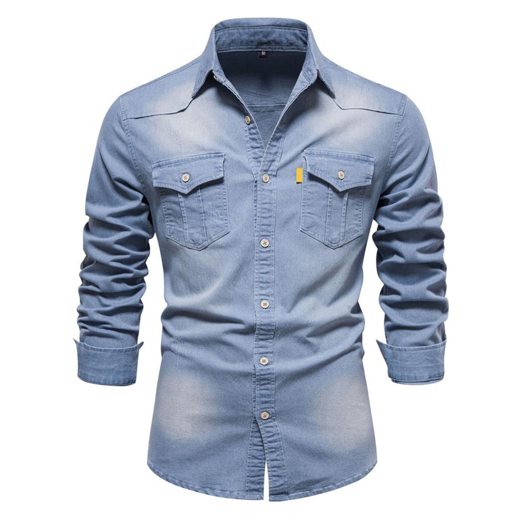New Retro European And American Long Sleeve Jeans Shirt Men's Fashion Shirt