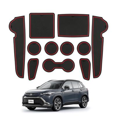 LANGBEAN Gumowe Dywaniki Wewnętrzne do Toyota Corolla Cross SUV Seria 10 Kieszeń w Drzwiach Zarysowania Hałas Wnętrze Corolla Cross Zestaw Części Niestandardowych - Antypoślizgowe