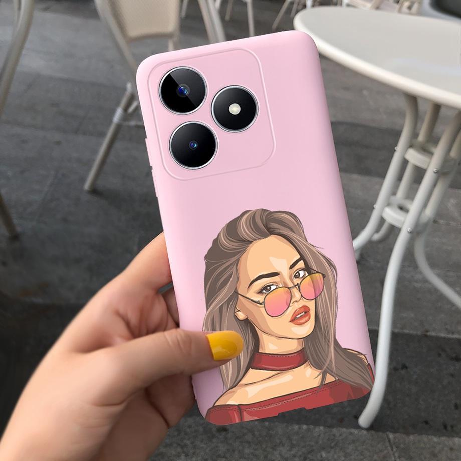 For Realme C53 C51 Cases Shockproof Soft Luxury Silicone TPU Bumper Case For RealmeC51 C 51 C 53 Flower Painting Girly Capa Etui
