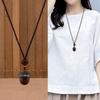 Ethnic Sandalwood Acorn Pendant Necklace with Hollow Long-Style GaU Box Design