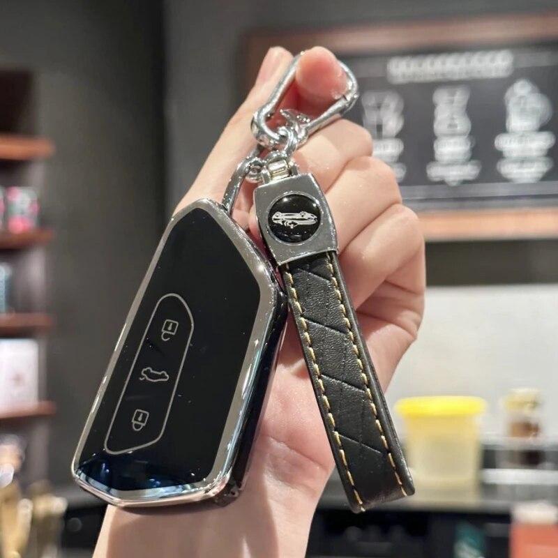 

Чехол для автомобильного брелока с брелком из искусственной кожи для VW Volkswagen VW Golf 8, 3-кнопочный чехол для смарт-ключа