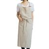 JOYAIYI Cafe-Style Linen Apron with a Simple Pocket for Hiding Your Bottom and a Front Pocket, Solid Color, Unisex Home Apron (Khaki)