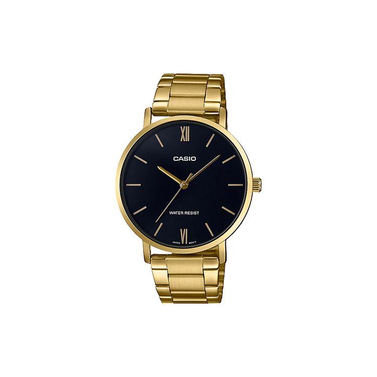 Casio Standard Series Minimalist Fashion Business Casual Quartz Watch Men watches Black MTP-VT01G-1B Black Dial