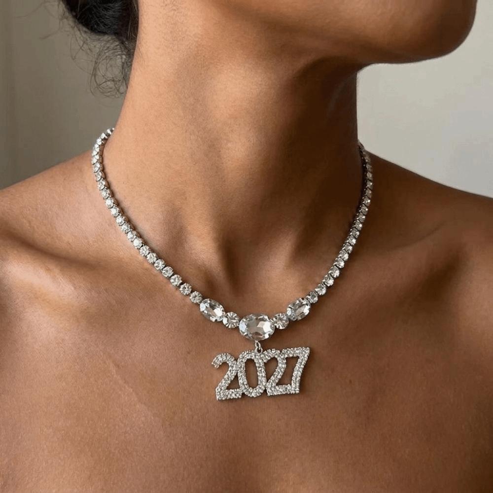 Exaggerated 2027 Number Pendant Necklace Aesthetic 2027 New Year Jewelry New Year's Eve Gift