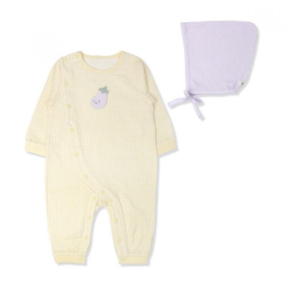 Organicmom Laven Check Long Sleeve Baby Suit Hat Set Mislqe02 75