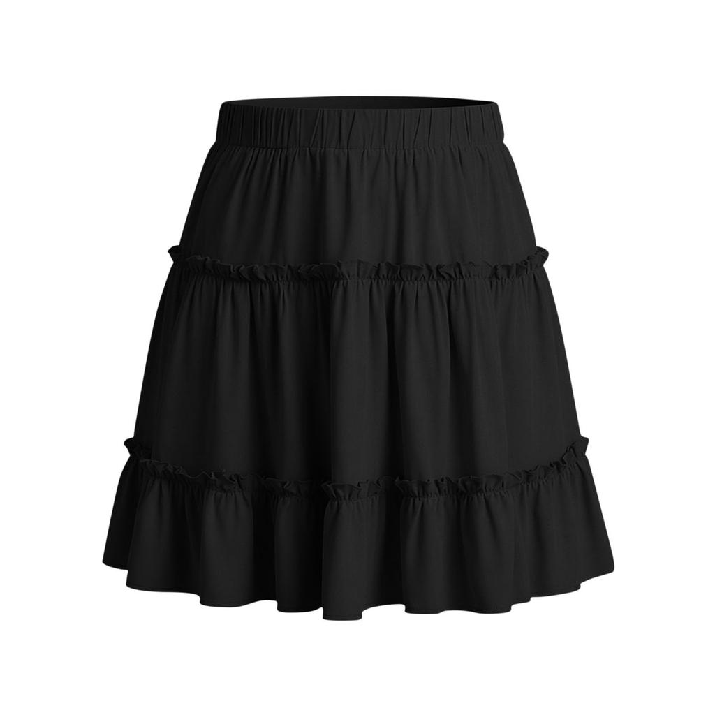 Slimming And Highwaisted Womens Summer Tummyconcealing Sweet Ruffled Skirt