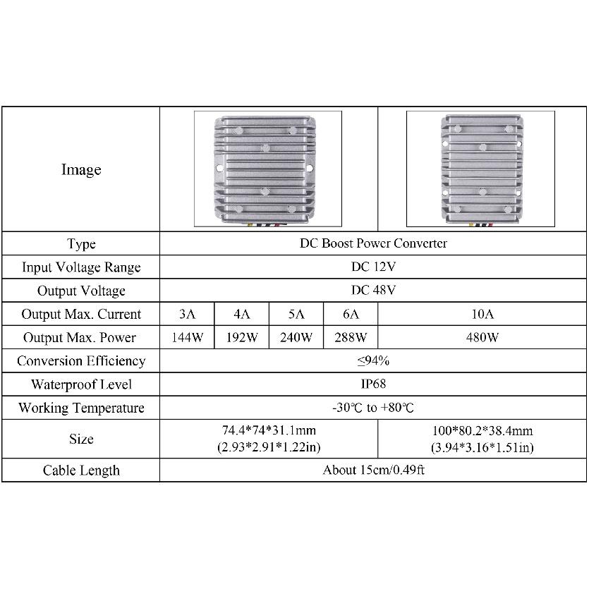 DC 12V to 48V Power Converter 3A 4A 5A 6A 8A 10A Auto Boost Regulator Step-Up Voltage Supply Module For Car