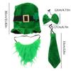 StPatrick Day Green Hat with Beard Irish National Day Costume Props Accessory