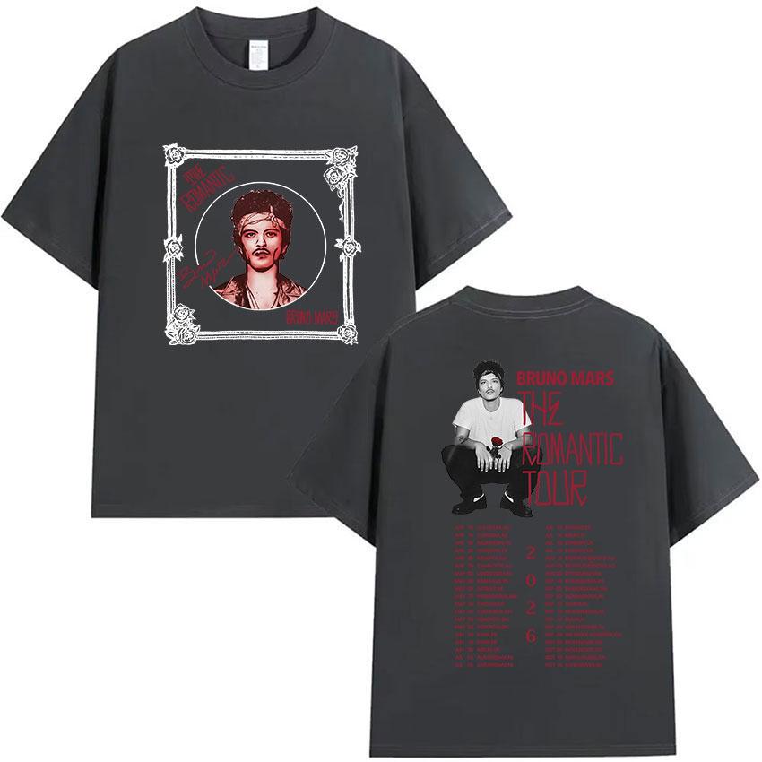 

Bruno Mars The Romantic Tour 2026 Summer Printed Tshirt Mens Hip Hop Luxury Fashion Tshirt Y2k Retro Harajuku Cotton Tshirt 4XL