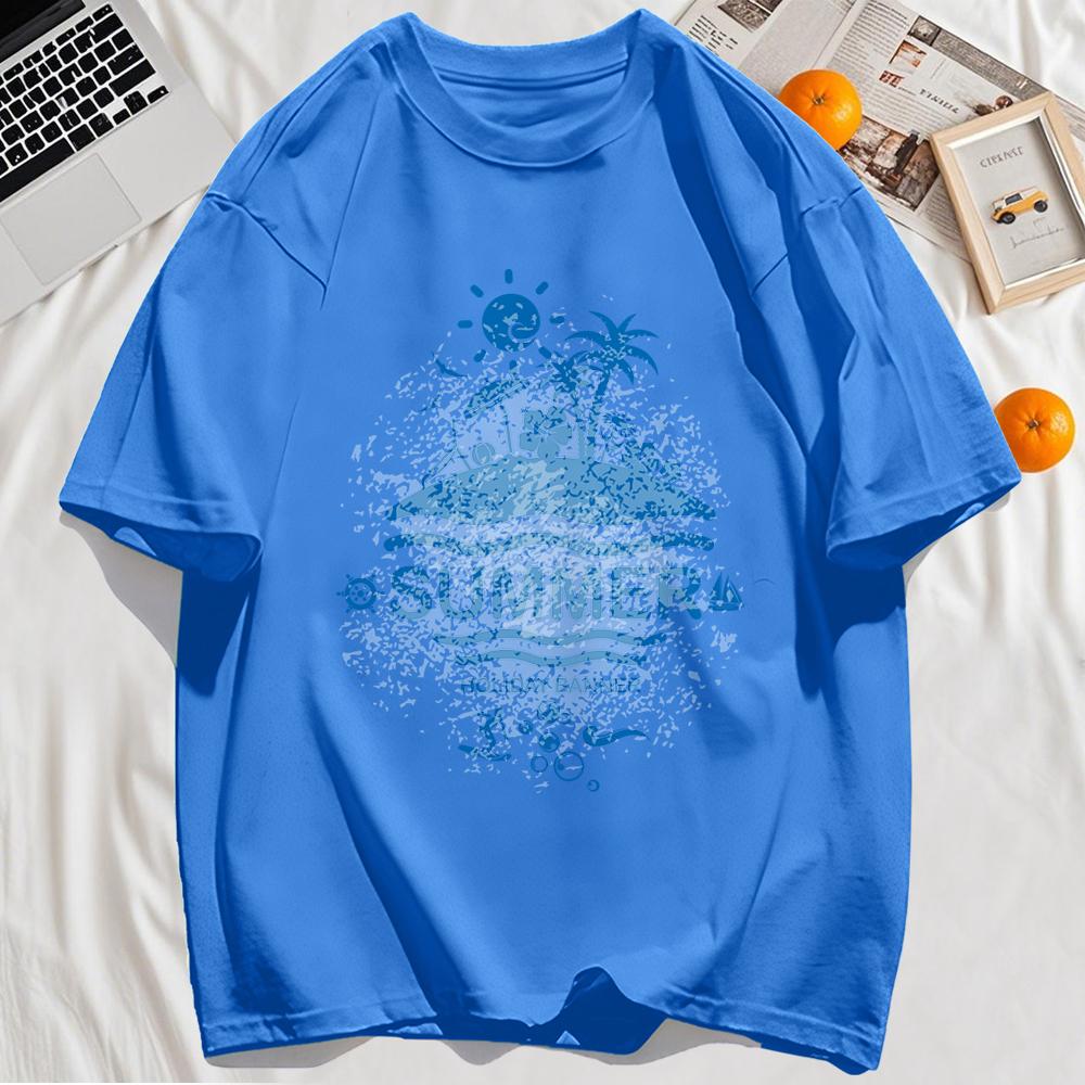 Summer Is Beach And Sea Printing Mens T-Shirt Casual Fashions T Shirts Soft O-Neck Top Oversized  Man