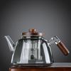 Hanyou Transparent Heat-Resistant Teapot with Wooden Accents