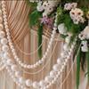 20Pcs Faux Pearl Garland For Wedding Backdrop Diy Elegant Beaded Wall Hanging With Crystal Ball Pendants Boho Wedding Arch Decor