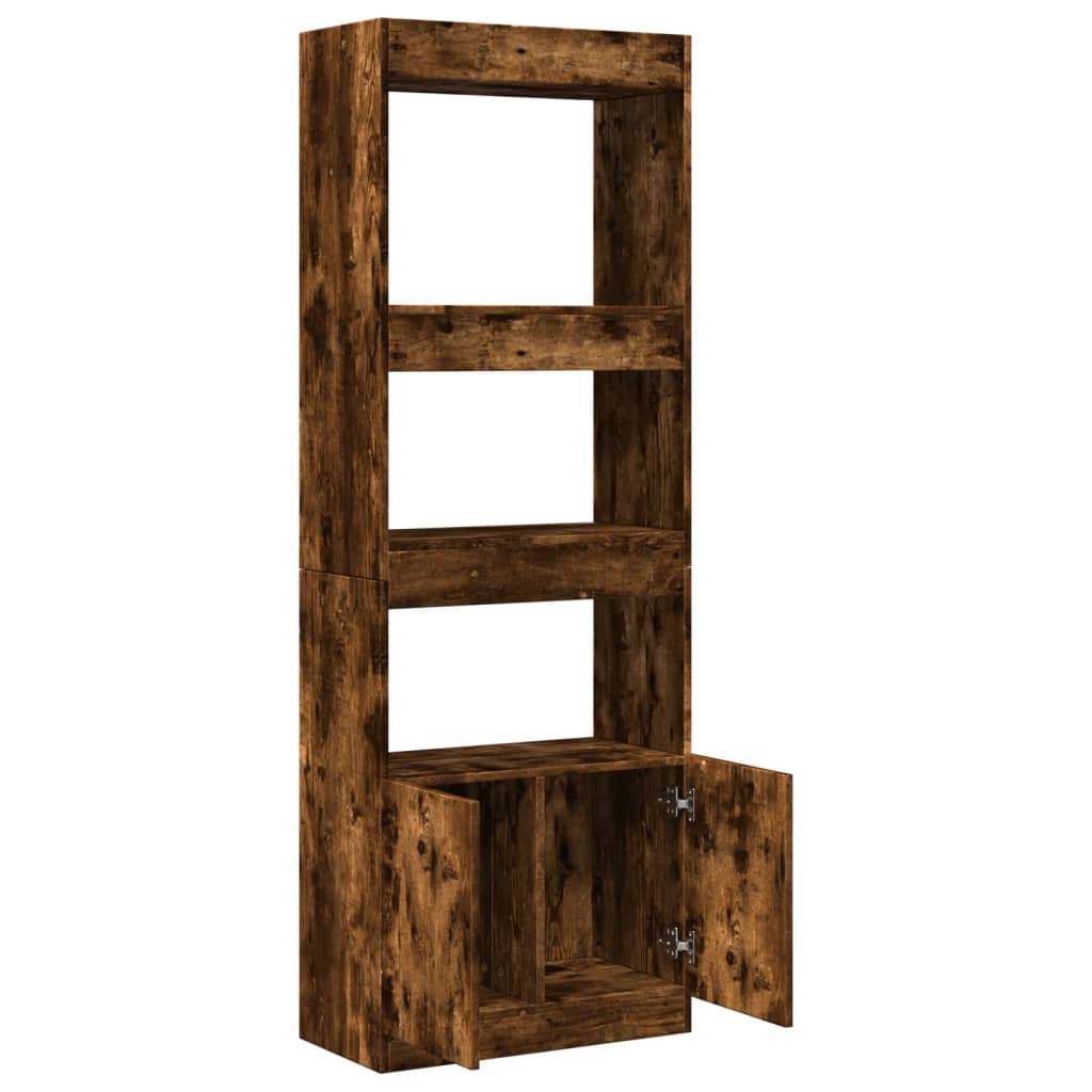 Highboard 63x33x180 cm Smoked Oak Engineered Wood