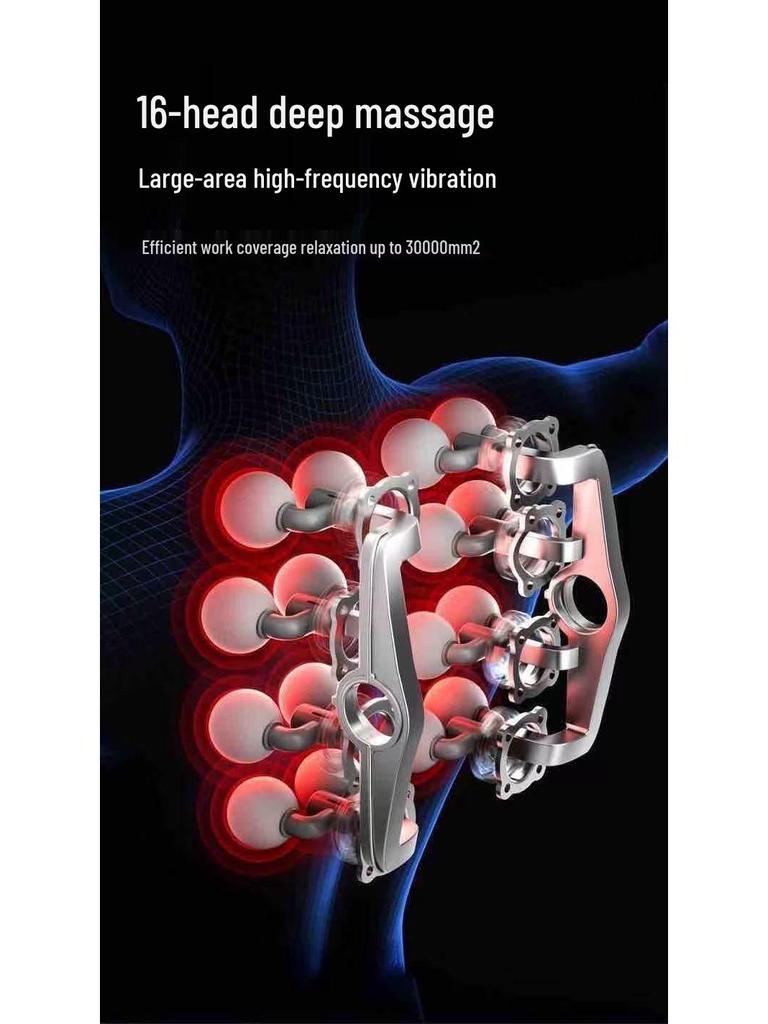 Professional 16-Head Massager for Cervical, Lumbar, and Back Muscles - Deep Relaxation Massage Tool