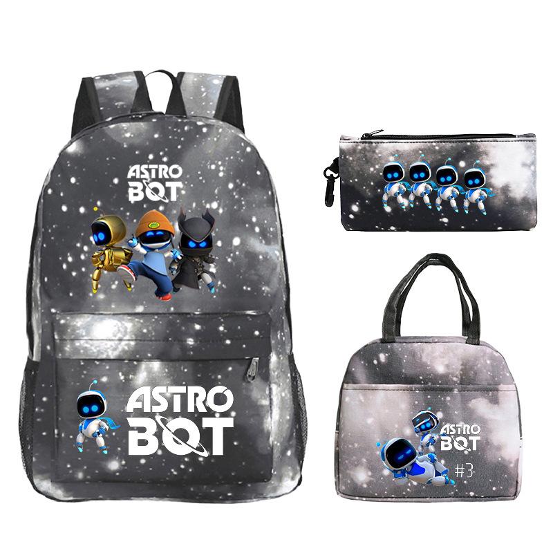 Game Astro bot peripheral printing fashion primary and secondary school students schoolbag three-piece set multi-function large capacity
