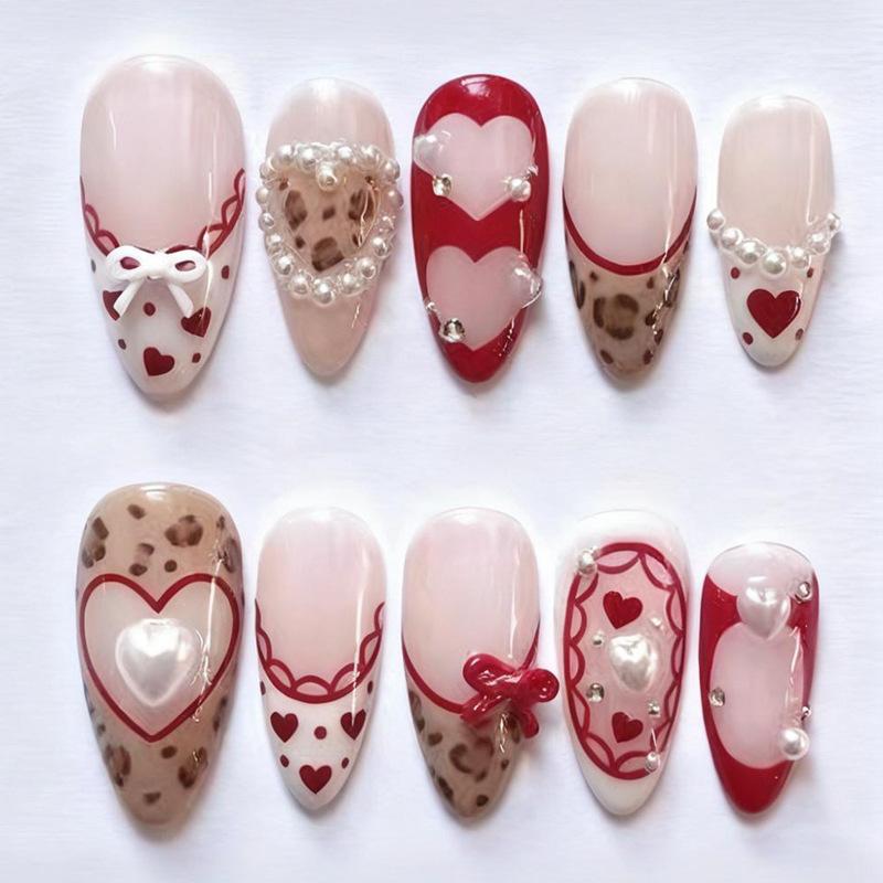 24Pcs Cute Red Apple Press On Nails Pink French Tip With Star Plaid Sweet False Nails For Girls Trendy Wearable Fake Nails