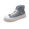 Fashion 2025 Soft Women Niche Design Chunky Casual Sneaker High Top Canvas Shoes Student Convertible Two Way Wear Skate Shoes Thick Sole
