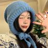 Dual Purpose Hat for Women In Autumn and Winter Warm and Versatile Woolen Hat with Straps and Piles Sweet and Versatile Ear Protection