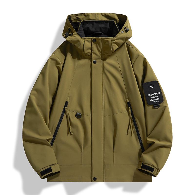 Men s Spring Outdoor Hooded Jacket - Windproof, Waterproof, Plain Color 3XL