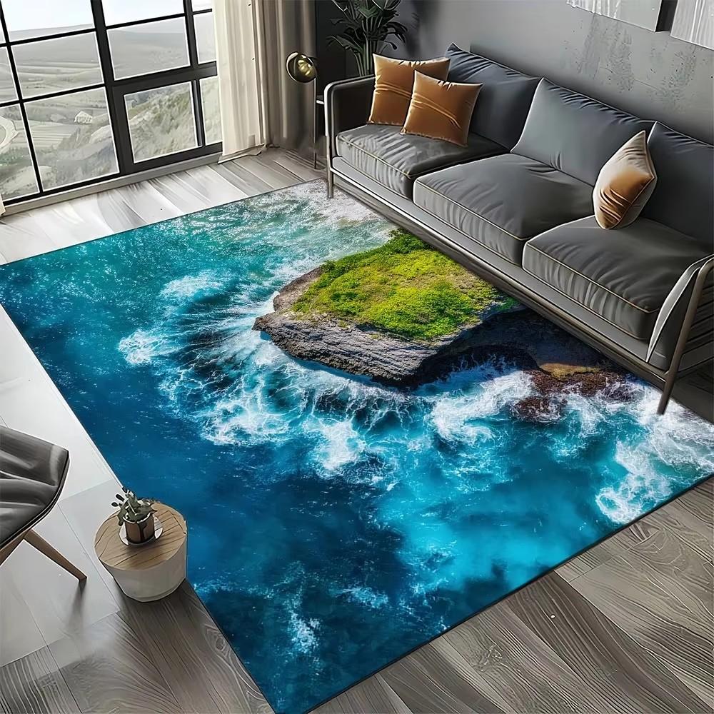 Coastal Beach Sea Style Mat Carpets for Living Room Children's Bedroom Living Room Anti Slip Crawling Rug Living Room Decoration