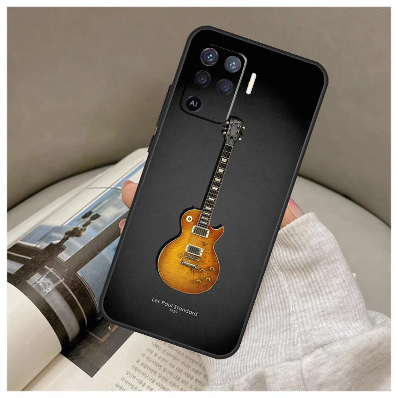 Vintage Music Guitars Case For Oppo A17 A57 A77 A40 A78 A54 A74 A94 A76 A16 A96 A18 A60 A80 A38 A58 A98 A15 A5 Pro