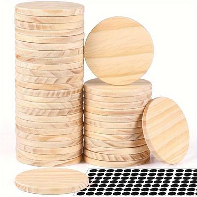 Runde Untersetzer aus Holz, 10,2 cm, mit rutschfester Silikonunterseite, für Bastelarbeiten, Malereien und Gravuren, 5 Stück – perfekt als Dekoration für zu Hause