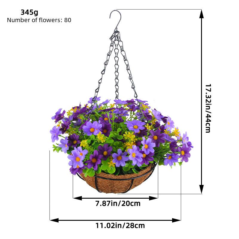 Frühlingsblumen-Hängekorb mit Schleife - Kranz Heimdekoration